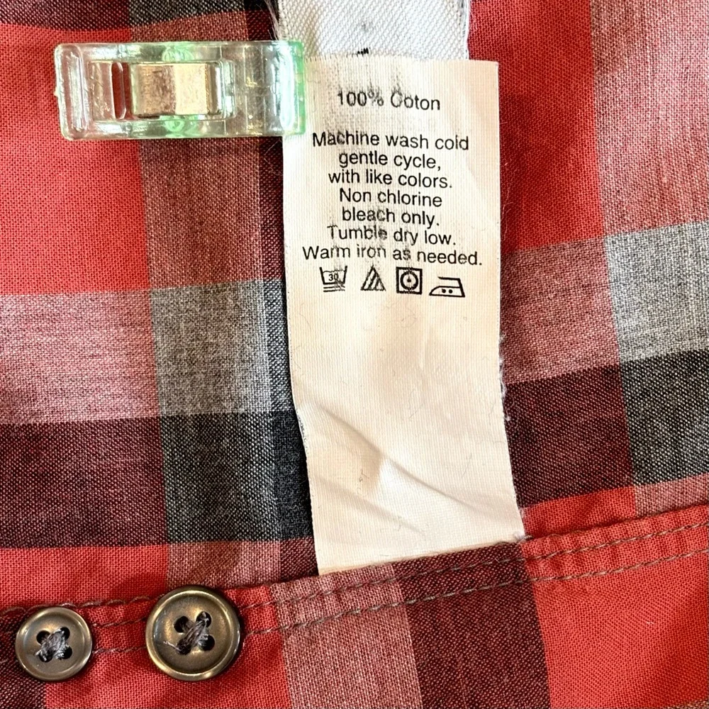 J.Crew 2-Ply Cotton Button Down Shirt Red Gray Black Check Plaid Long Sleeve L